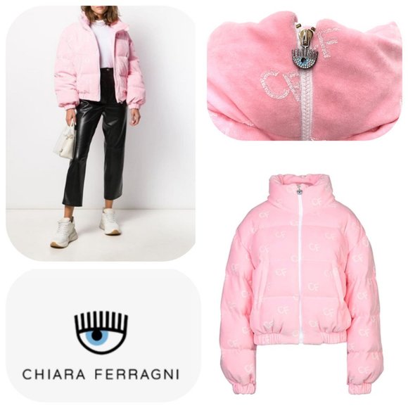 Chiara Ferragni Jackets & Blazers - MADE IN ITALY Chiara Ferragni Cropped velvet down jacket hidden hood